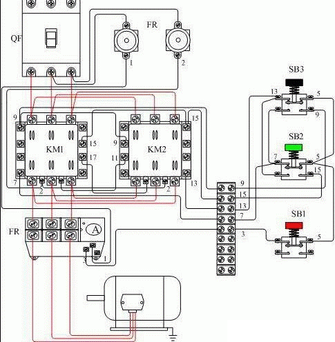 三廂異步電動(dòng)機正反轉接線(xiàn)圖2